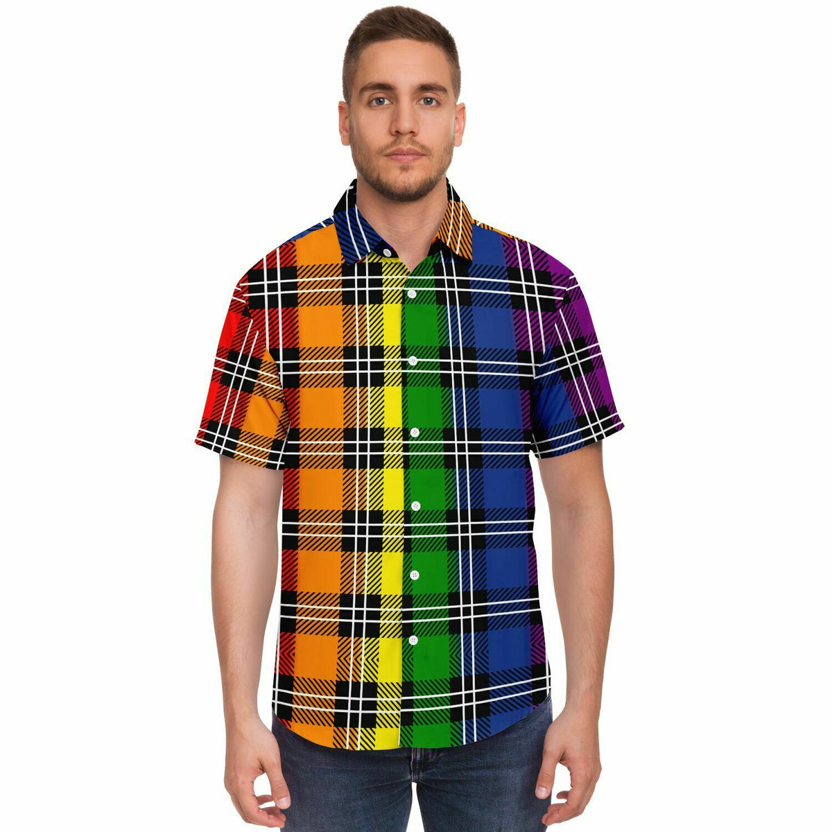 Rainbow Plaid Button Down Shirt – Oscar Guardiola Designs