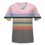 Gradient Stripes Print V-Neck T-Shirt