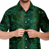 Embossed Teal Velvet Button Down Shirt 8