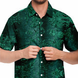 Embossed Teal Velvet Button Down Shirt 7