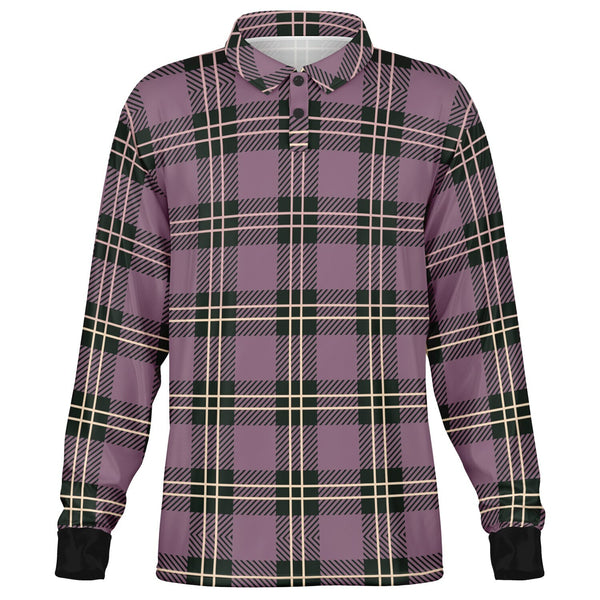 Soft Punk Plaid Long Sleeve Polo