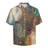 Embossed Wooden Grass Texture Pattern Faux Linen Button Down Shirt with chest pocket