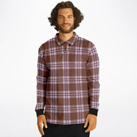 Coffee Berries Plaid Long Sleeve Polo