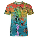 Embossed Tropical Foliage Cotton T-Shirt
