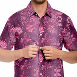 Embossed Pink Velvet Button Down Shirt 3