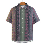 Tribal Pattern Faux Linen Shirt with pocket 7
