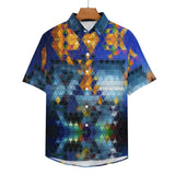 Fire and Geometry Faux Linen Button Down Shirt with chest pocket