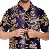 Embossed Champagne Velvet Button Down Shirt 6