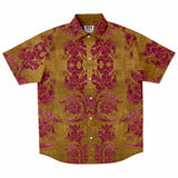 Embossed Red and Gold Velvet Button Down Shirt 6
