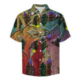 Embossed Leaf Texture Pattern Faux Linen Button Down Shirt with chest pocket 2
