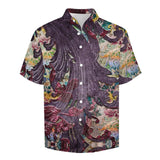 Embossed Rustic Design Faux Linen Button Down Shirt with Chest Pocket 3