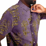 Embossed Gold Velvet Button Down Shirt 3