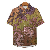 Wooden Texture Pattern Faux Linen Button Down Shirt with chest pocket