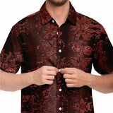 Embossed Russet Velvet Button Down Shirt 8