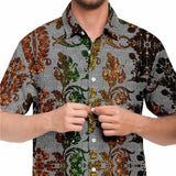 Linen Pattern Embossed Button Down Shirt 2