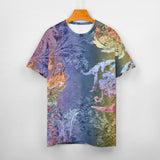 Embossed Streak Pattern Cotton T-Shirt