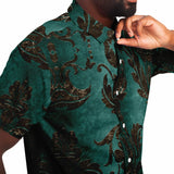 Embossed Black Velvet Button Down Shirt 6