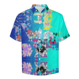 Colorful Faded Triangle Pattern Faux Linen Button Down Shirt with chest pocket