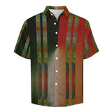 Two Tone Linen Double Side Stripe Pattern Faux Linen Button Down Shirt with chest pocket 5