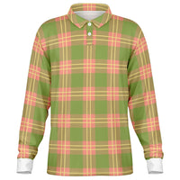 Flower Gaze Plaid Long Sleeve Polo