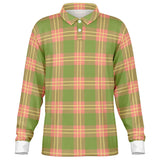 Flower Gaze Plaid Long Sleeve Polo