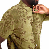 Embossed Gold Velvet Button Down Shirt 7