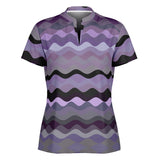 Purple Waves Stand Up Collar Polo