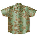 Embossed Gold Velvet Button Down Shirt 8