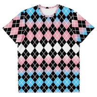 Transgender Flag Color Argyle T-shirt