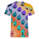 Gradient Leaves Pattern Cotton T-Shirt 4