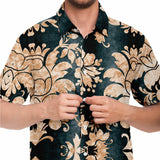Embossed Champagne Velvet Button Down Shirt 10