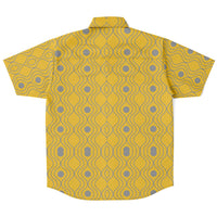 Yellow Gray Wave Circle Button Down