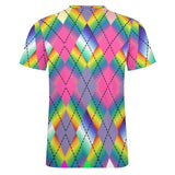 Rainbow Argyle Hot Pink Cotton T-Shirt