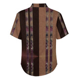 Two Tone Linen Double Side Stripe Pattern Faux Linen Button Down Shirt with chest pocket
