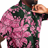 Embossed Pink Velvet Button Down Shirt 10