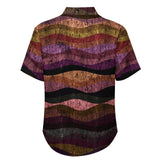 Wavy Bark Texture Pattern Faux Linen Button Down Shirt with chest pocket 2