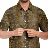 Embossed Gold Velvet Button Down Shirt 6