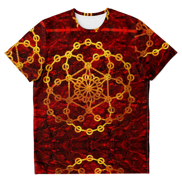 Red and Gold Geometric T-shirt