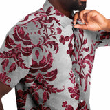 Embossed Claret Velvet Button Down Shirt 2