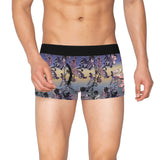 Lavender Embossed Flowers Men's Boxer Briefs with Fly