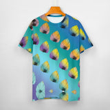 Gradient Leaves Pattern Cotton T-Shirt 5