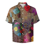 Wood and Rose Texture Pattern Faux Linen Button Down Shirt with chest pocket