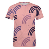 Unisex Half Rainbow Pattern Big Print Cotton T-Shirt