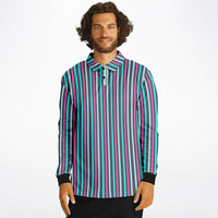 Multicolor Striped Long Sleeve Polo