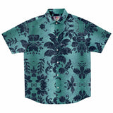 Embossed Blue Velvet Button Down Shirt 2