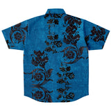 Embossed Blue Velvet Button Down Shirt 12