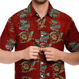 Embossed Red Velvet Button Down Shirt
