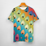Gradient Leaves Pattern Cotton T-Shirt 9