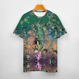 Embossed Green Foliage Cotton T-Shirt
