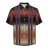 Gradient Linen Double Side Stripe Pattern Faux Linen Button Down Shirt with chest pocket 3